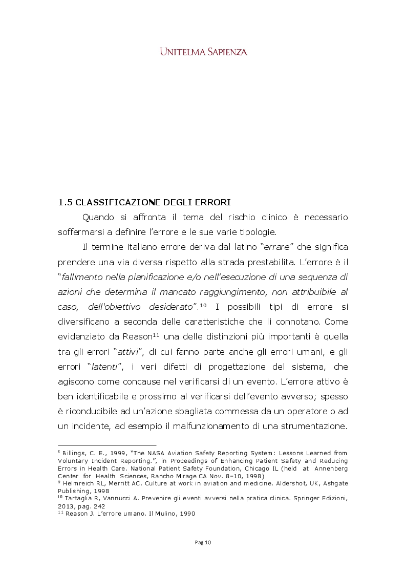 Anteprima della tesi: Implementazione di un sistema integrato di gestione del rischio clinico nelle aziende sanitarie, Pagina 4