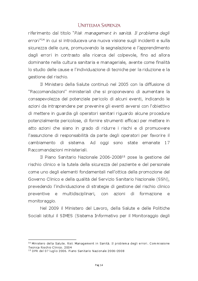 Anteprima della tesi: Implementazione di un sistema integrato di gestione del rischio clinico nelle aziende sanitarie, Pagina 8