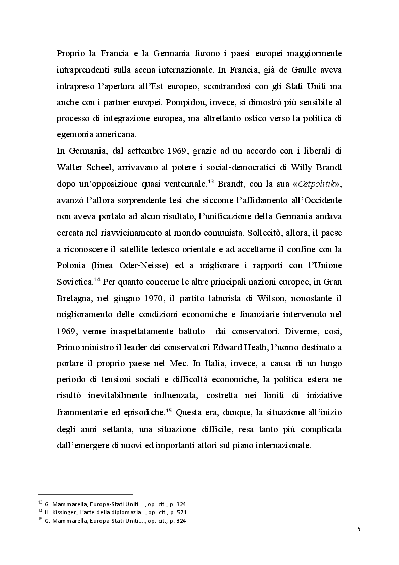 Anteprima della tesi: Gli Stati Uniti e l'Europa negli anni della presidenza Nixon, Pagina 6