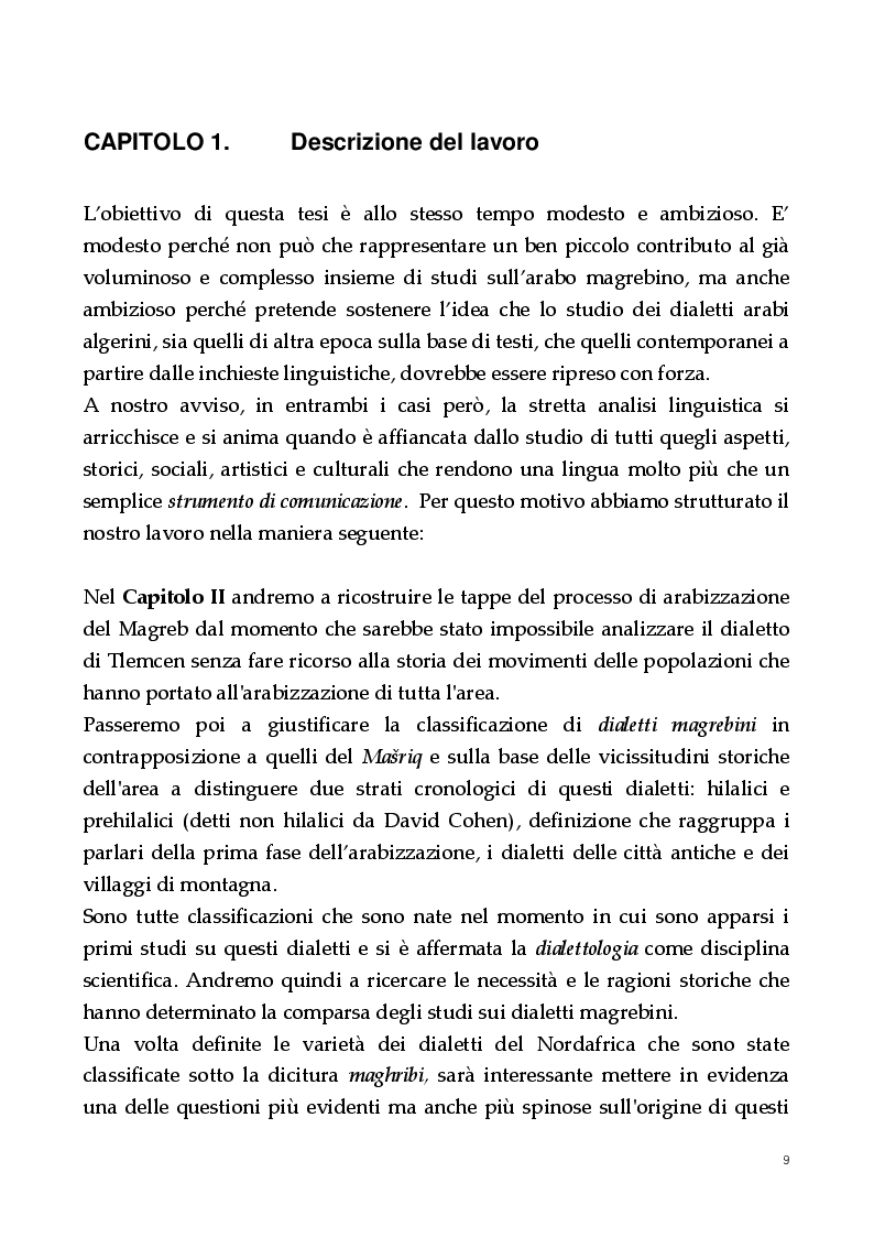 Anteprima della tesi: Un dialetto algerino. L'arabo dialettale di Tlemcen, Pagina 5