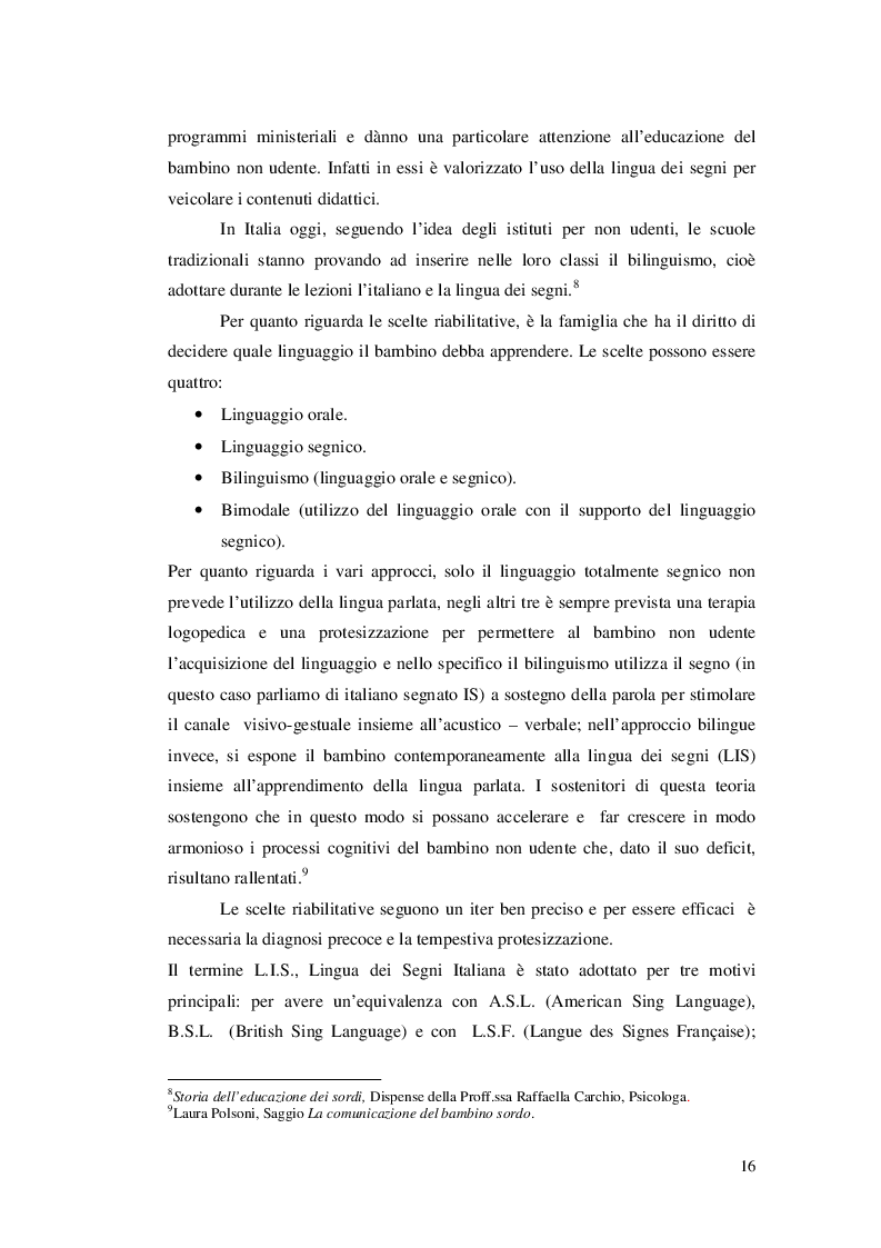 Estratto dalla tesi: Approcci educativi per il bambini con disturbi dell'udito