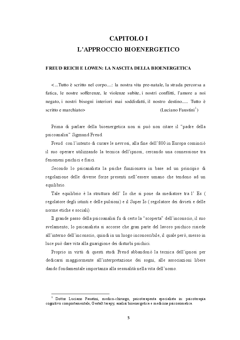 Anteprima della tesi: La bioenergetica e il teatro. L'importanza del corpo nella relazione d'aiuto, Pagina 4