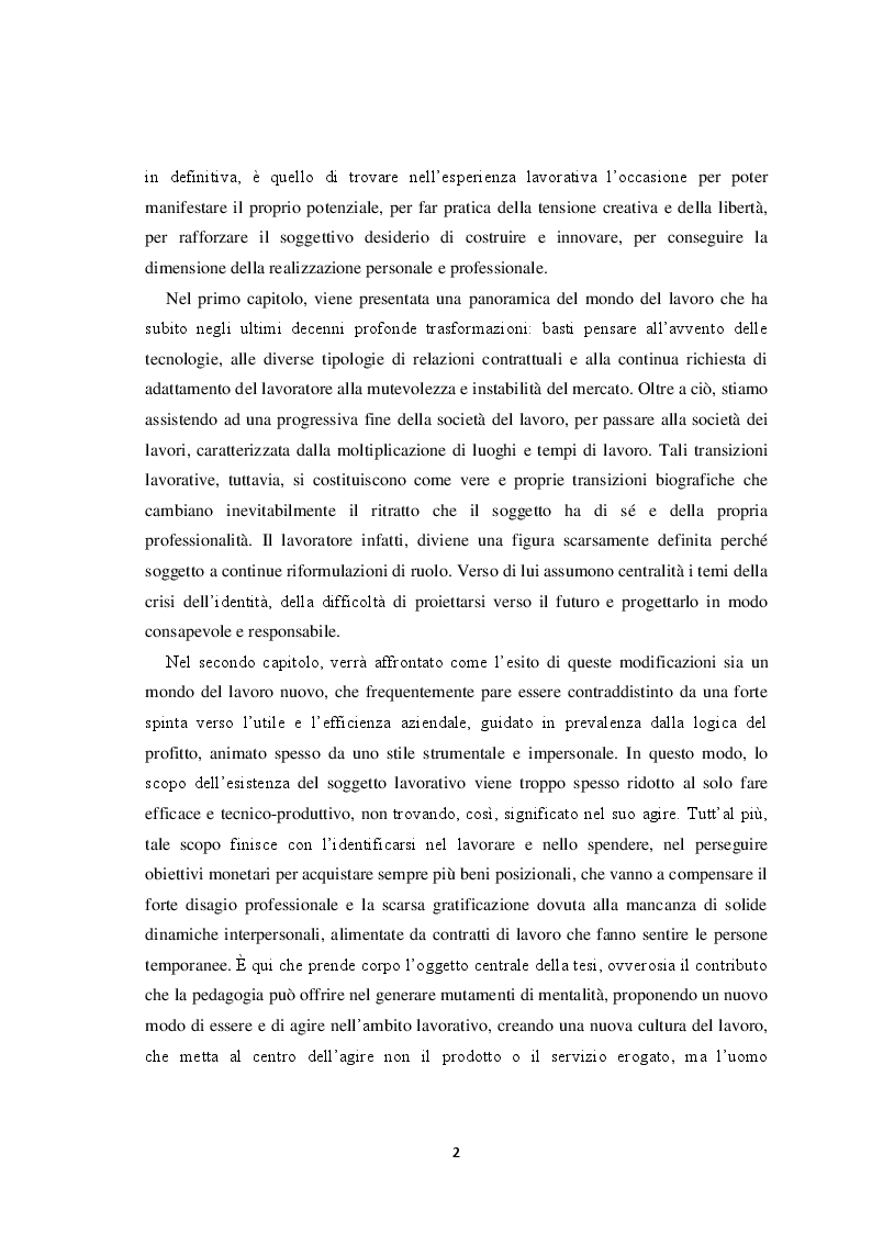 Anteprima della tesi: Il volto del lavoro nella società contemporanea: dal lavoro che nobilita l'uomo al lavoro che mobilita l'uomo, Pagina 3