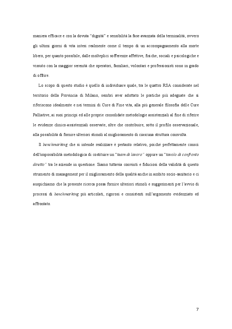 Anteprima della tesi: Best Practice nell'adozione dei principi delle Cure Palliative nella fase avanzata e terminale di malattia: Benchmarking tra quattro R.S.A. lombarde, Pagina 4