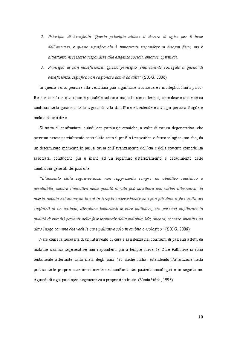 Anteprima della tesi: Best Practice nell'adozione dei principi delle Cure Palliative nella fase avanzata e terminale di malattia: Benchmarking tra quattro R.S.A. lombarde, Pagina 7