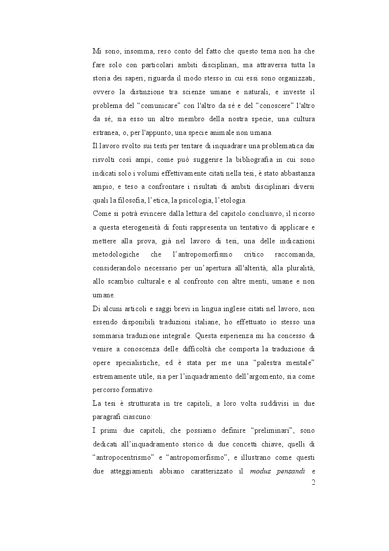 Anteprima della tesi: Oltre l'antropocentrismo, oltre l'antropodiniego: verso un ''antropomorfismo critico'', Pagina 3