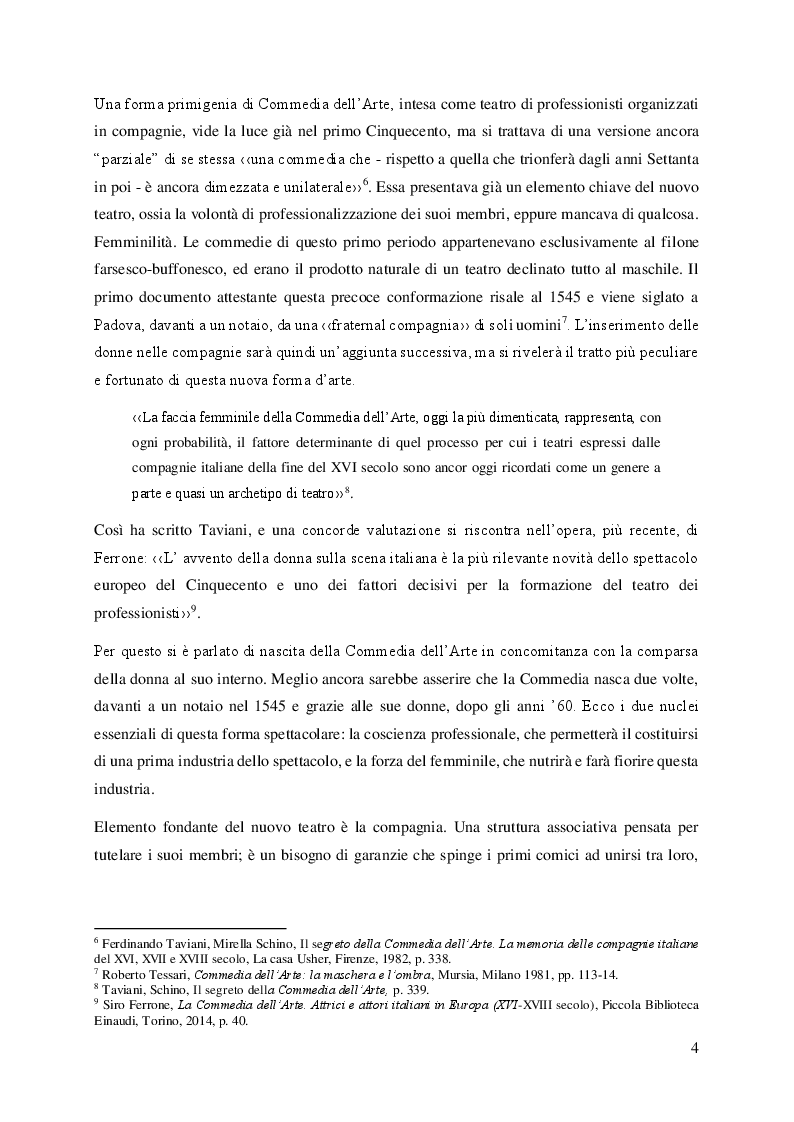 Anteprima della tesi: Il volto femminile della Commedia dell'Arte: l'affermazione dell'attrice tra '500 e '600, Pagina 4