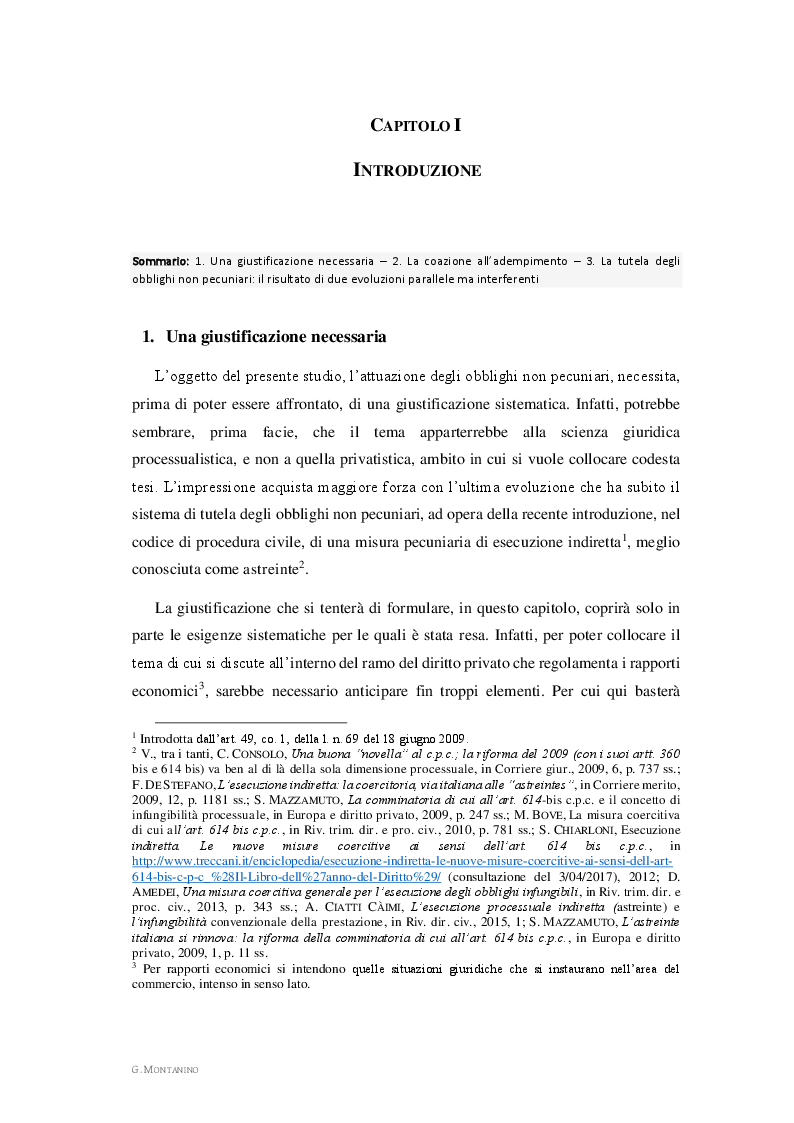Anteprima della tesi: L'attuazione degli obblighi non pecuniari. L'astreinte italiana nel sistema delle tutele, Pagina 3