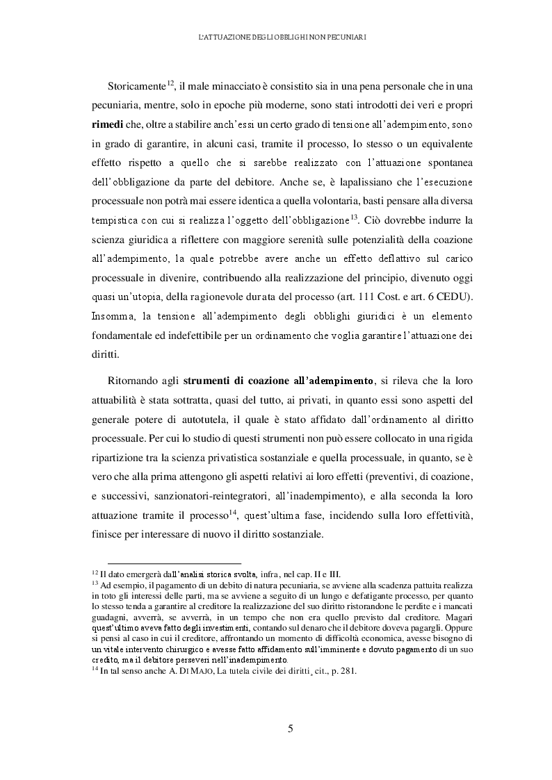 Anteprima della tesi: L'attuazione degli obblighi non pecuniari. L'astreinte italiana nel sistema delle tutele, Pagina 6