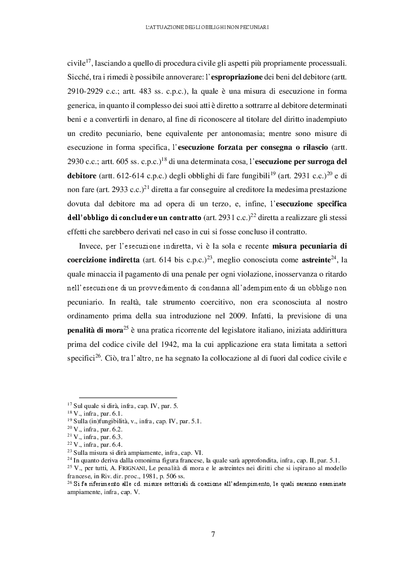 Anteprima della tesi: L'attuazione degli obblighi non pecuniari. L'astreinte italiana nel sistema delle tutele, Pagina 8