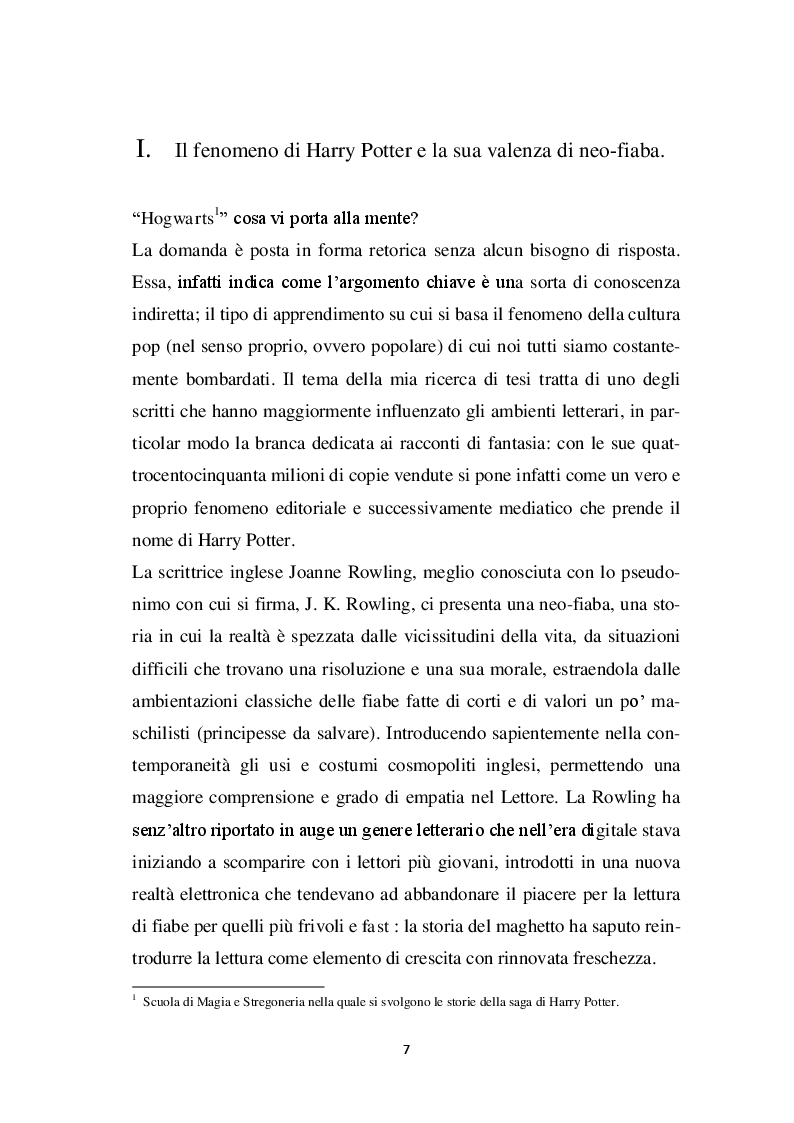 Anteprima della tesi: Harry Potter - un potente strumento per lo sviluppo e l'educazione del bambino, Pagina 4