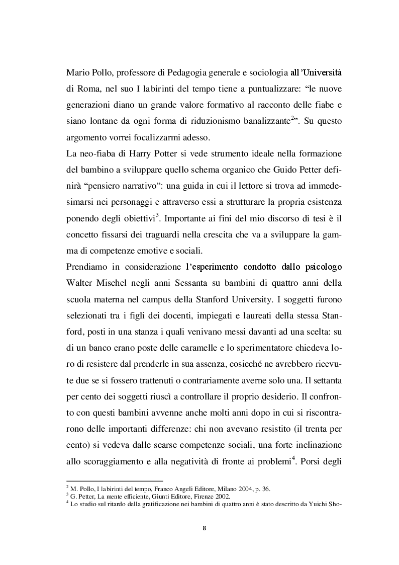 Anteprima della tesi: Harry Potter - un potente strumento per lo sviluppo e l'educazione del bambino, Pagina 5