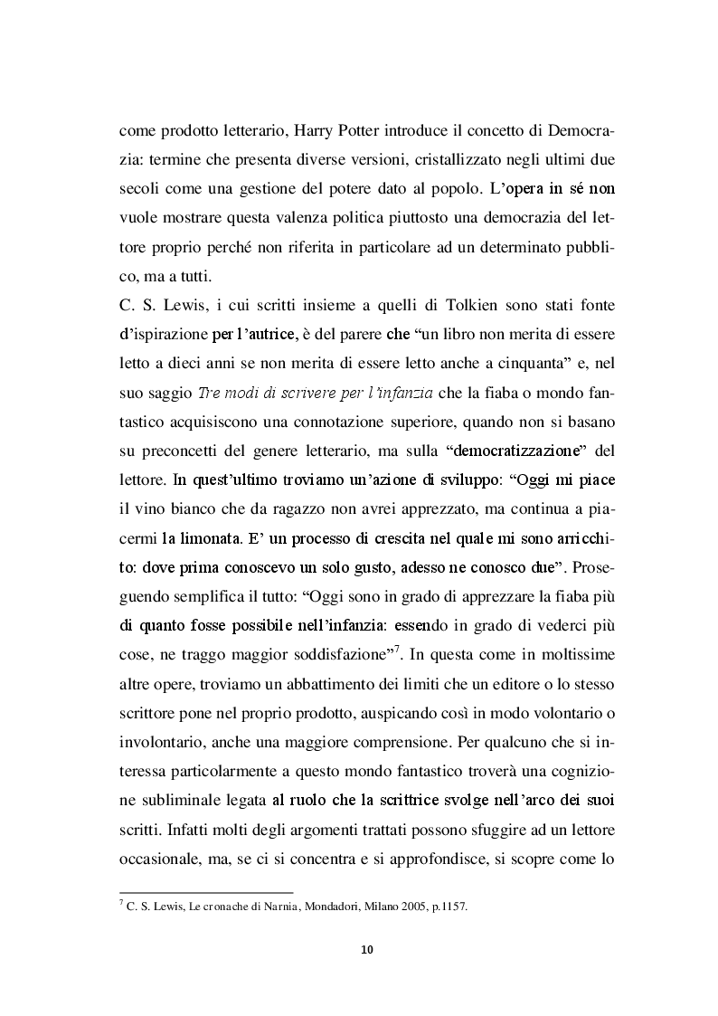Anteprima della tesi: Harry Potter - un potente strumento per lo sviluppo e l'educazione del bambino, Pagina 7