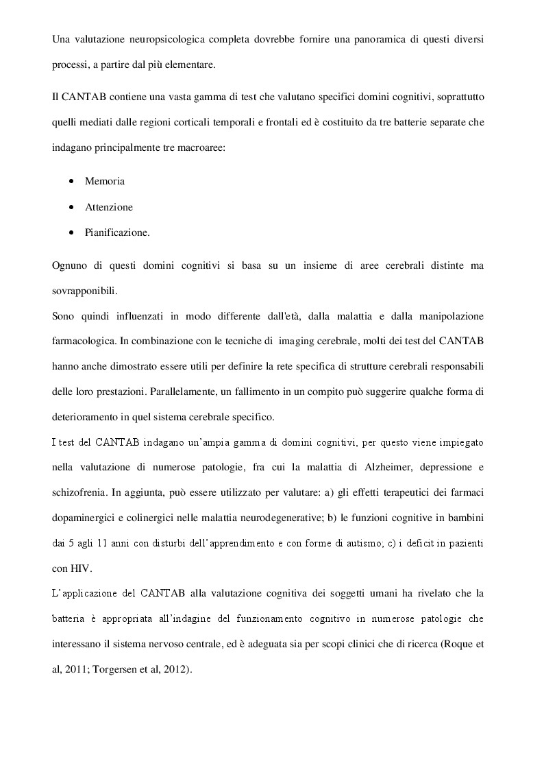Anteprima della tesi: Il CAmbridge Neuropsychological Test Automated Battery (CANTAB) per la diagnosi preclinica dei disturbi cognitivi dell'adulto, Pagina 5