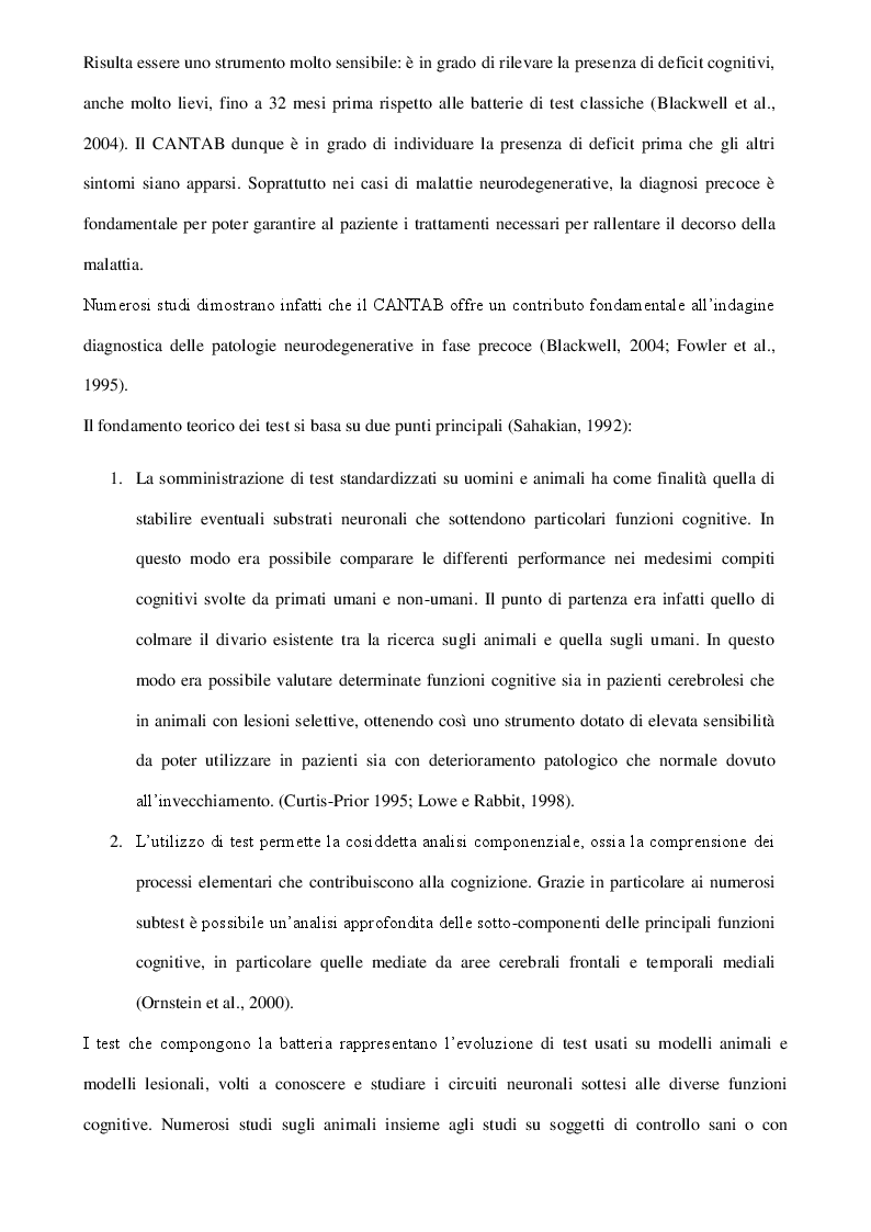 Anteprima della tesi: Il CAmbridge Neuropsychological Test Automated Battery (CANTAB) per la diagnosi preclinica dei disturbi cognitivi dell'adulto, Pagina 6