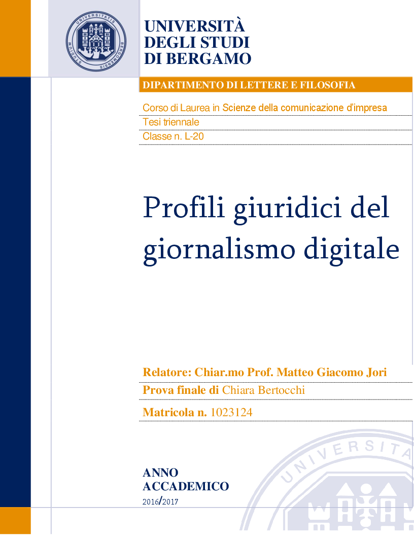 Anteprima della tesi: Profili giuridici del giornalismo digitale, Pagina 1