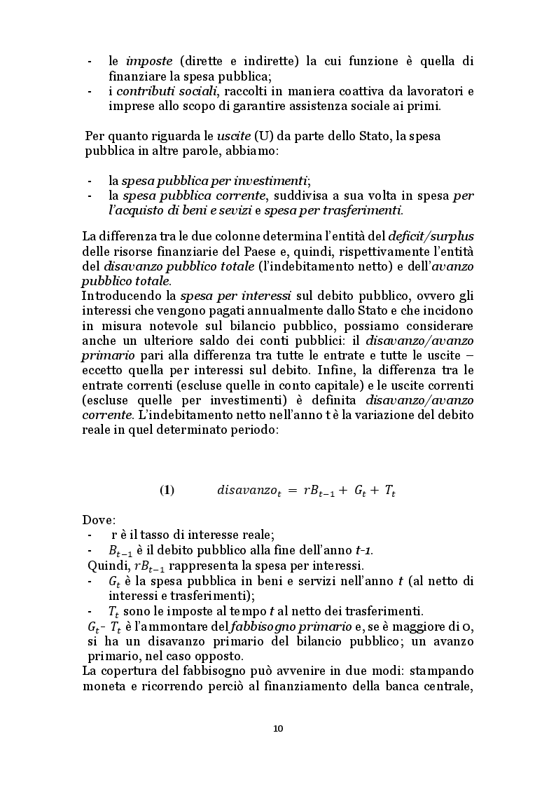 Estratto dalla tesi: Il debito pubblico e i programmi di aggiustamento economico: il caso italiano dal secondo dopoguerra a oggi