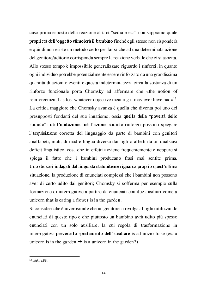 Estratto dalla tesi: Approcci all'acquisizione del linguaggio: dal comportamentismo alla teoria interazionista