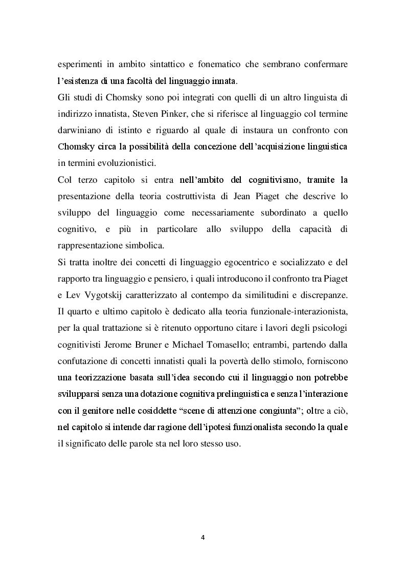 Anteprima della tesi: Approcci all'acquisizione del linguaggio: dal comportamentismo alla teoria interazionista, Pagina 3