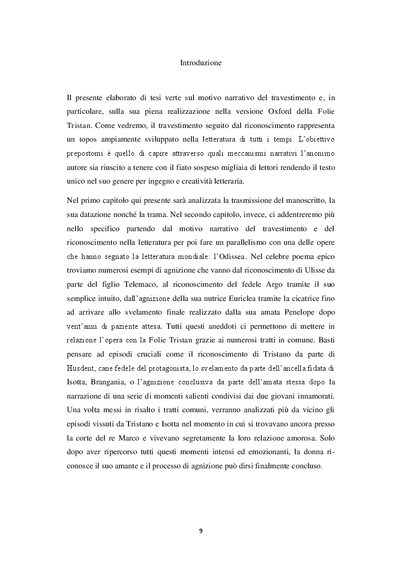 Estratto dalla tesi: Travestimento e agnizione. Il percorso del riconoscimento nella versione Oxford della Folie Tristan