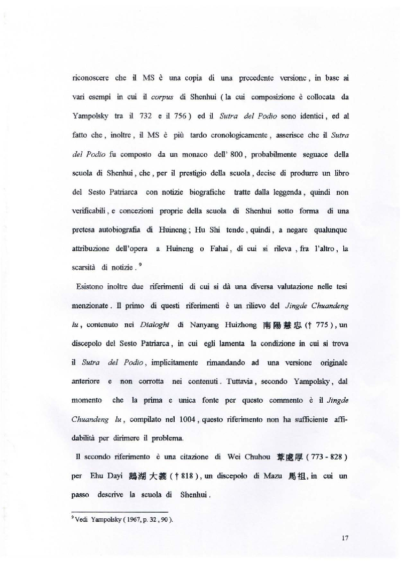 Anteprima della tesi: Il Sutra del Podio del Sesto Patriarca. Analisi di alcuni aspetti linguistici, Pagina 11