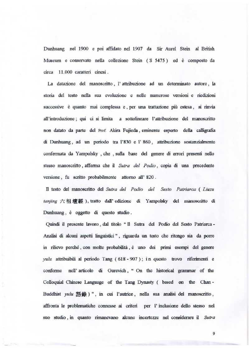 Anteprima della tesi: Il Sutra del Podio del Sesto Patriarca. Analisi di alcuni aspetti linguistici, Pagina 3