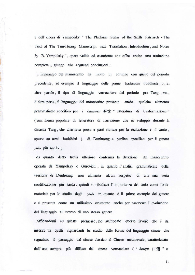 Anteprima della tesi: Il Sutra del Podio del Sesto Patriarca. Analisi di alcuni aspetti linguistici, Pagina 5