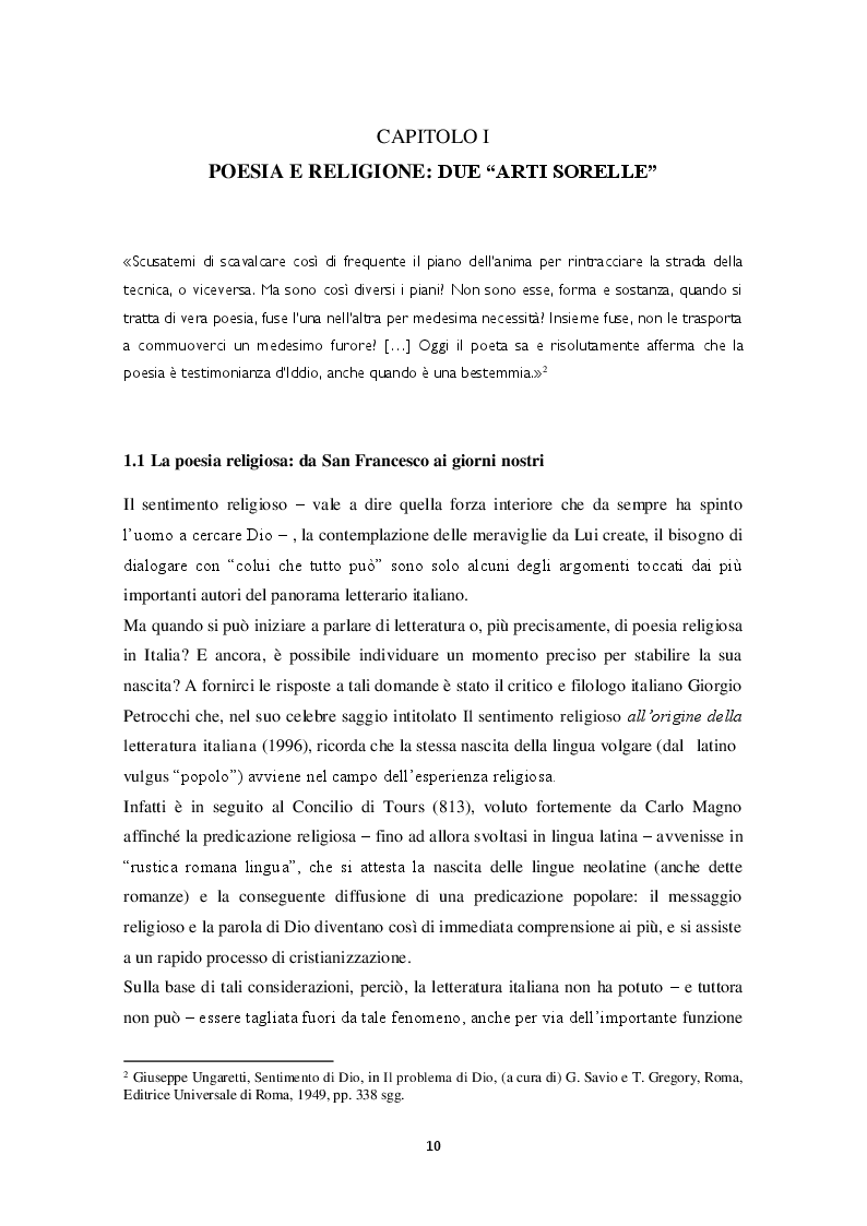 Anteprima della tesi: "Io trovo i miei versi intingendo il calamaio nel cielo": sentimento religioso e ispirazione poetica nella poesia di Alda Merini, Pagina 7