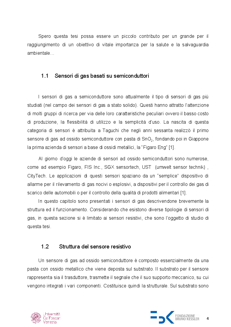 Anteprima della tesi: Caratterizzazione di sensori di gas chemoresistivi, Pagina 3