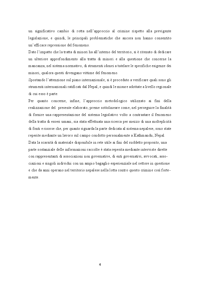 Anteprima della tesi: La prevenzione e la repressione penale della tratta di esseri umani: gli strumenti internazionali e le misure adottate nella legislazione italiana e nepalese, Pagina 5