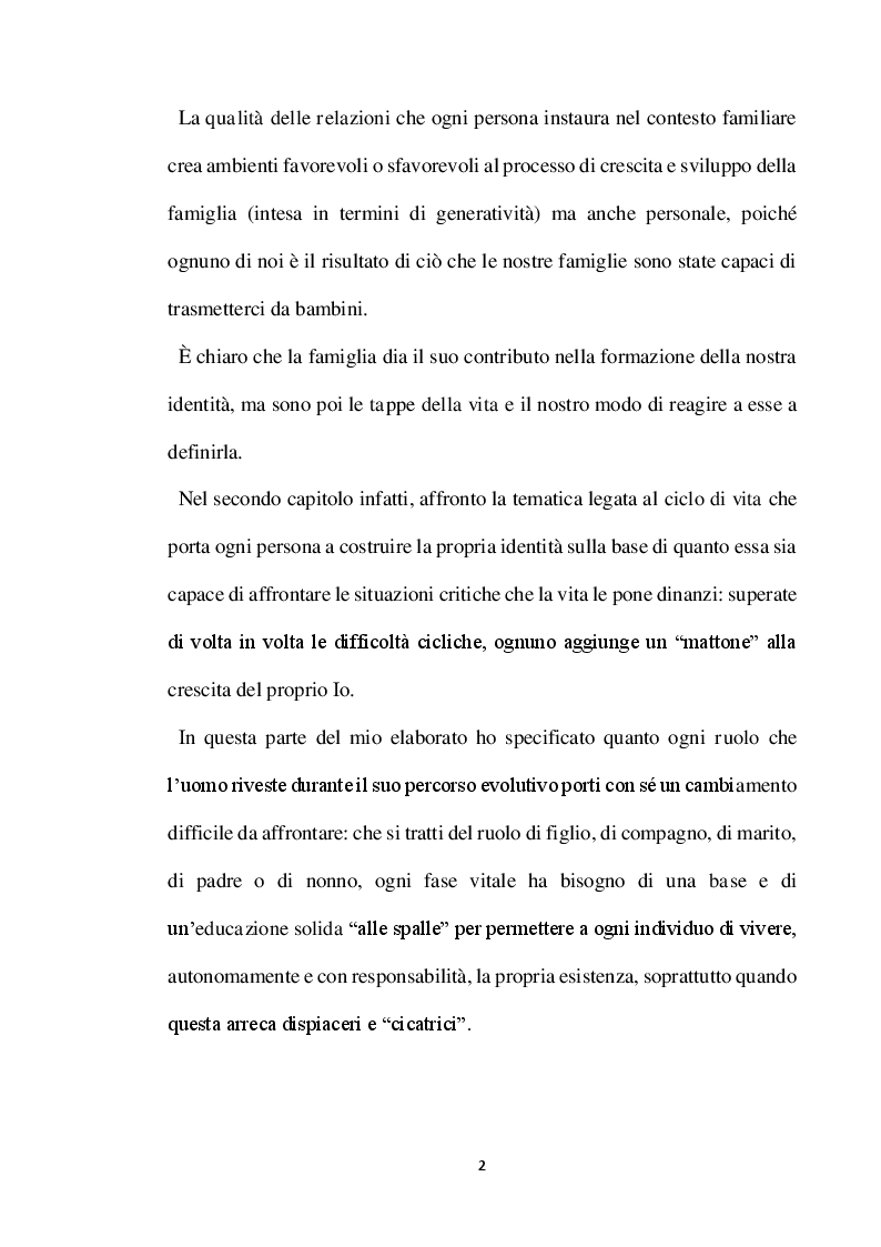 Anteprima della tesi: Genitori per sempre. Riflessioni pedagogiche sulle relazioni familiari con particolare attenzione alla funzione paterna, Pagina 3