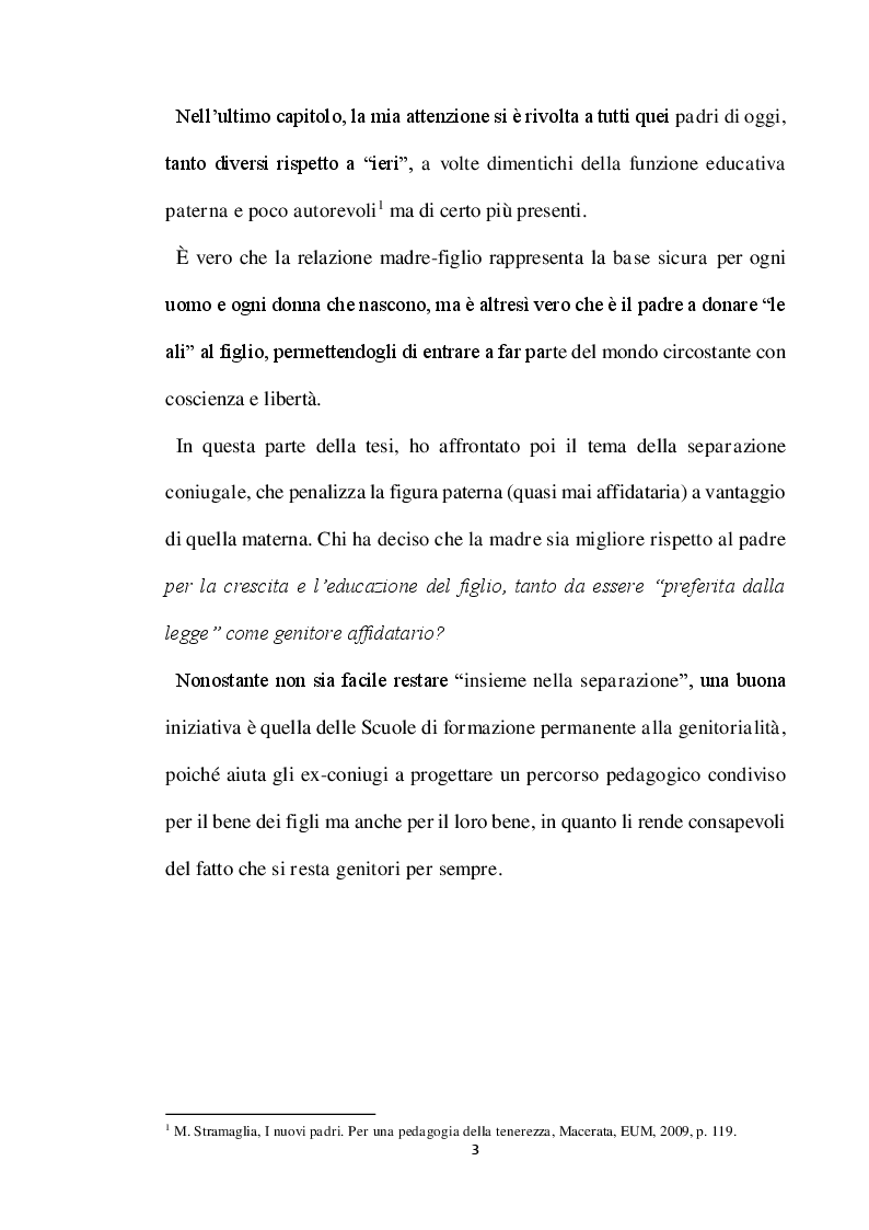 Anteprima della tesi: Genitori per sempre. Riflessioni pedagogiche sulle relazioni familiari con particolare attenzione alla funzione paterna, Pagina 4