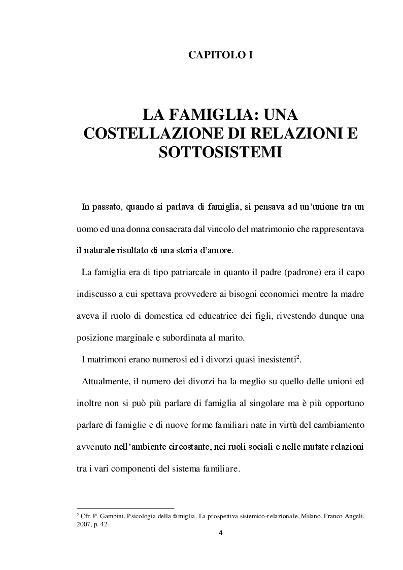 Anteprima della tesi: Genitori per sempre. Riflessioni pedagogiche sulle relazioni familiari con particolare attenzione alla funzione paterna, Pagina 5