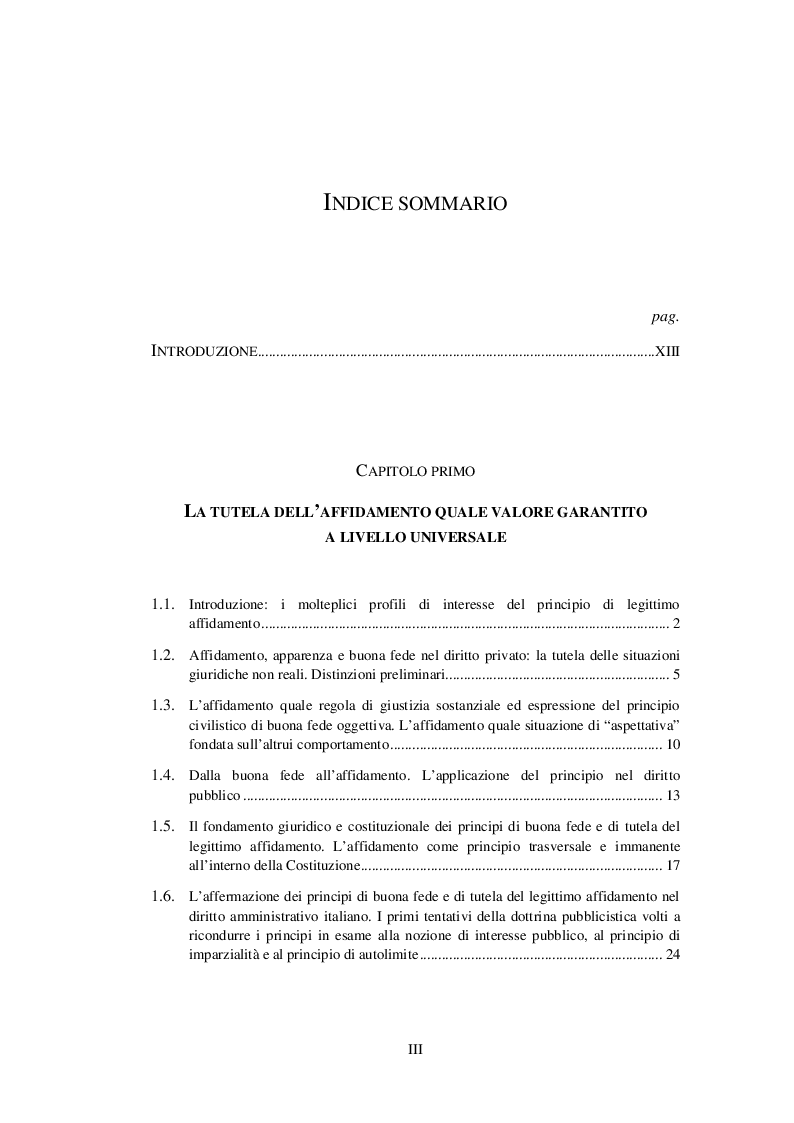 Indice della tesi: Affidamento dell'impresa e responsabilità procedimentale della Pubblica Amministrazione, Pagina 1