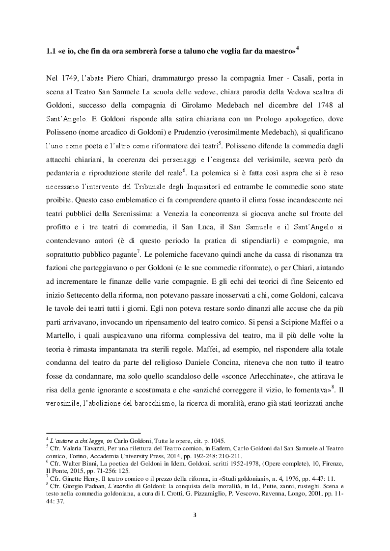 Anteprima della tesi: Il "Teatro comico" di Carlo Goldoni e la rappresentazione di Marco Bernardi, Pagina 3