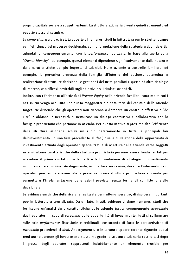 Anteprima della tesi: Quando la proprietà entra in gioco: il ruolo della struttura azionaria delle aziende familiari oggetto di investimenti di Private Equity, Pagina 4