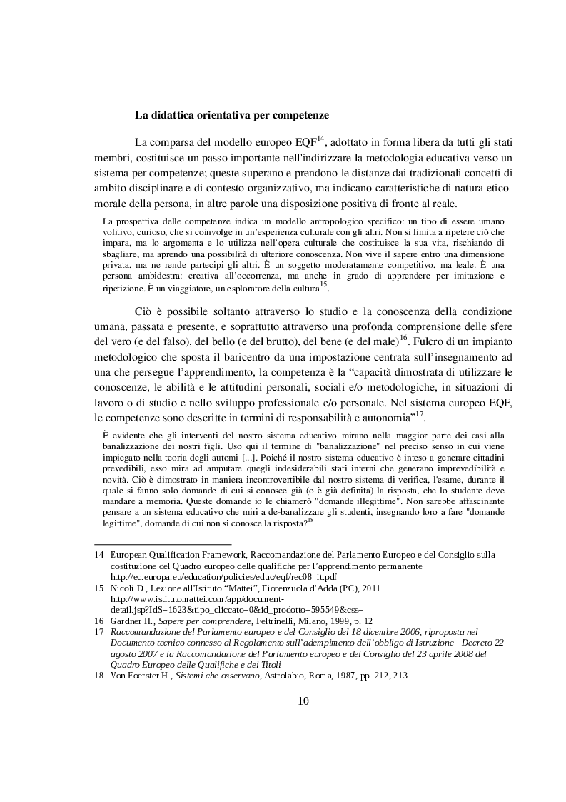 Estratto dalla tesi: La didattica orientativa a confronto con le nuove indicazioni nazionali per il curricolo
