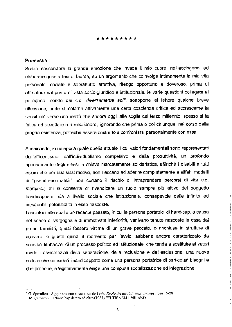 Anteprima della tesi: Libertà ed Azioni positive: Stato sociale e tutela giuridica delle disabilità, Pagina 3