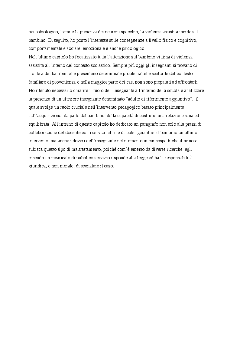 Anteprima della tesi: ''Piccolo Orso scopre l'aurora'' Violenza assistita: cos'è, conseguenze sul bambino e intervento pedagogico., Pagina 3