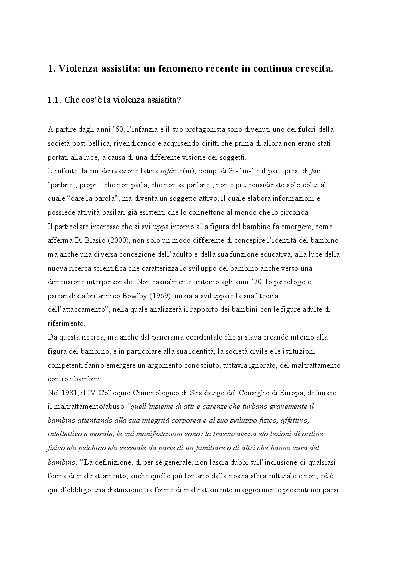 Anteprima della tesi: ''Piccolo Orso scopre l'aurora'' Violenza assistita: cos'è, conseguenze sul bambino e intervento pedagogico., Pagina 4