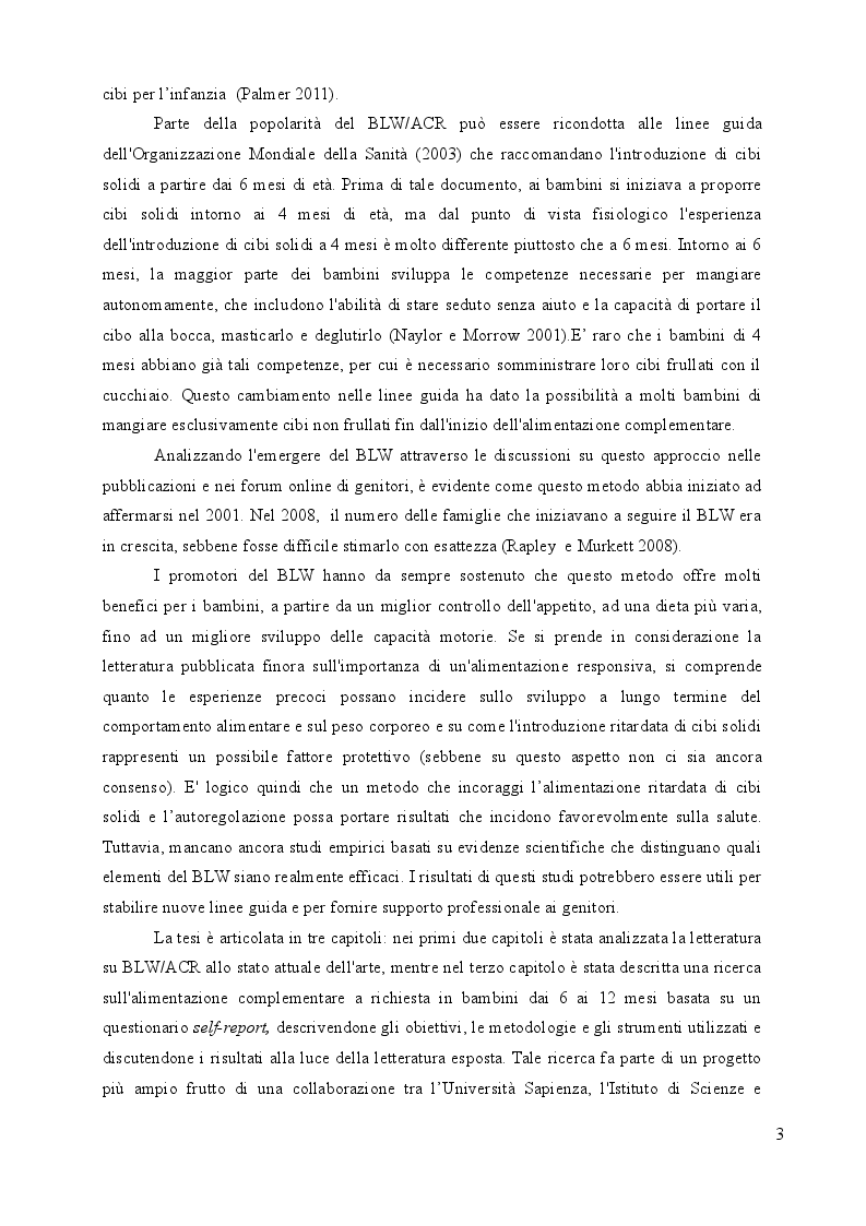 Anteprima della tesi: Alimentazione complementare a richiesta in bambini di 6-12 mesi: un'indagine on line, Pagina 3
