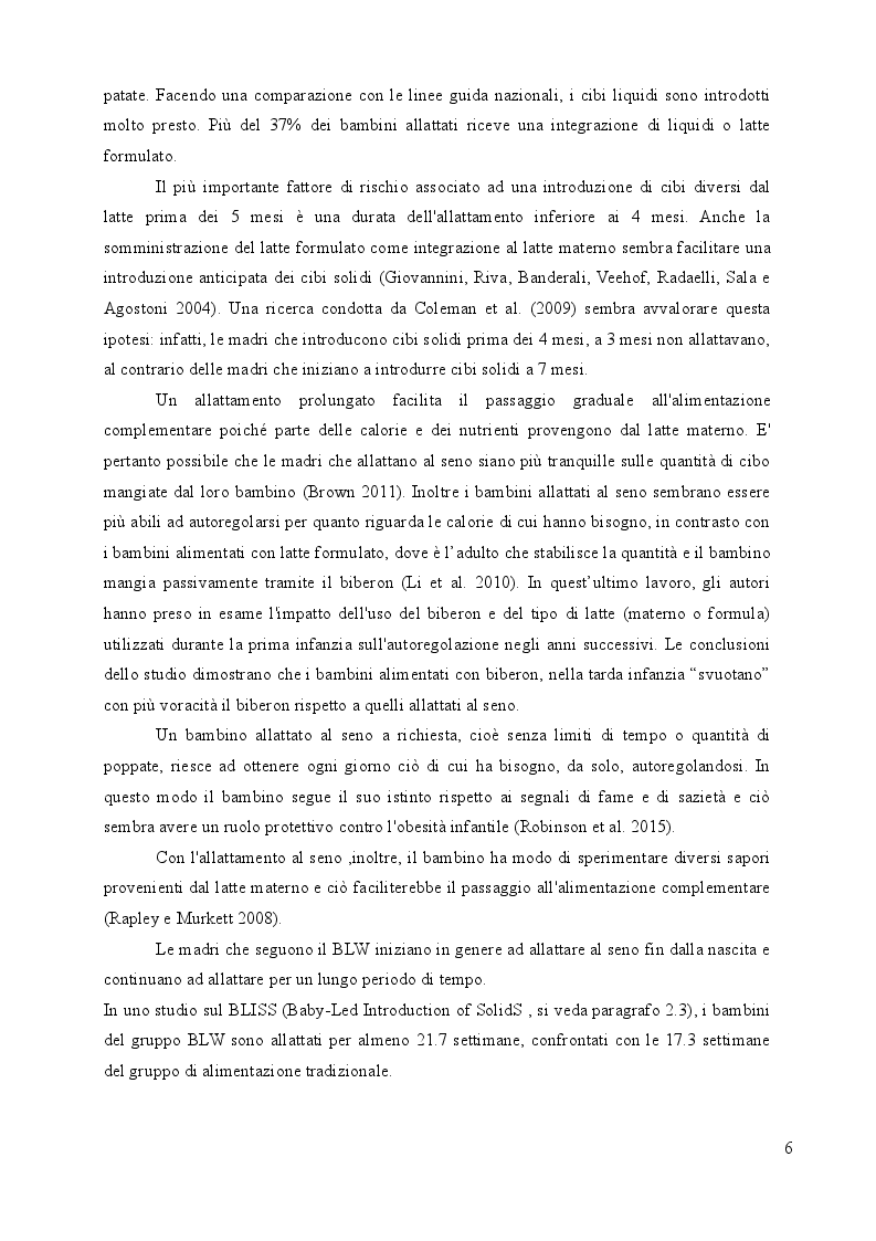 Anteprima della tesi: Alimentazione complementare a richiesta in bambini di 6-12 mesi: un'indagine on line, Pagina 6