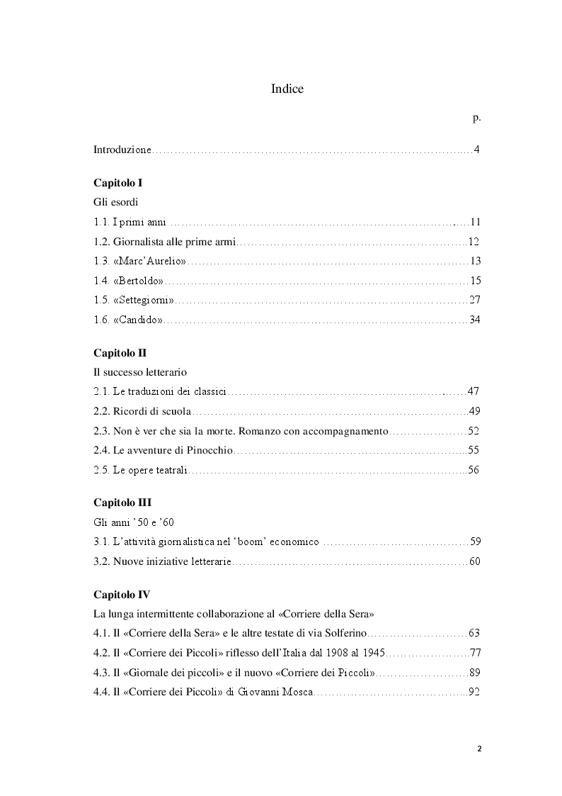 Indice della tesi: «Cantore delle piccole cose di tutti i giorni» Storia di Giovanni Mosca, Pagina 1