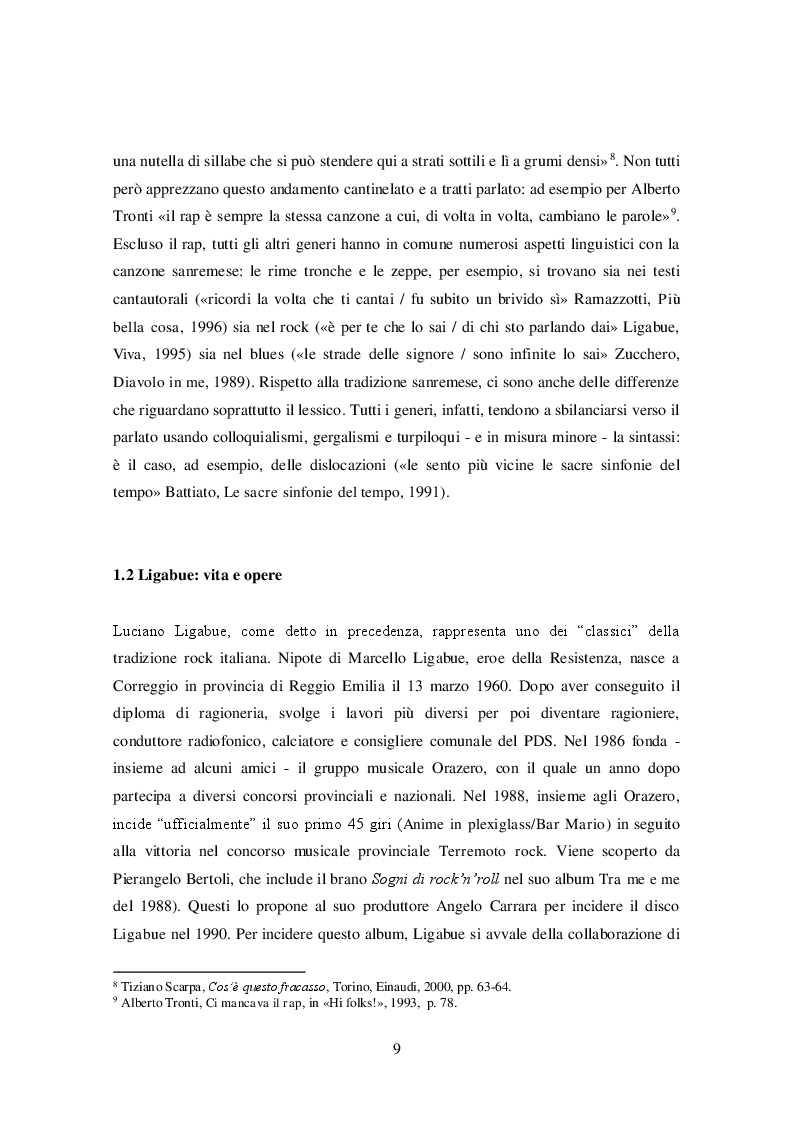 Anteprima della tesi: La lingua delle canzoni di Ligabue, Pagina 5