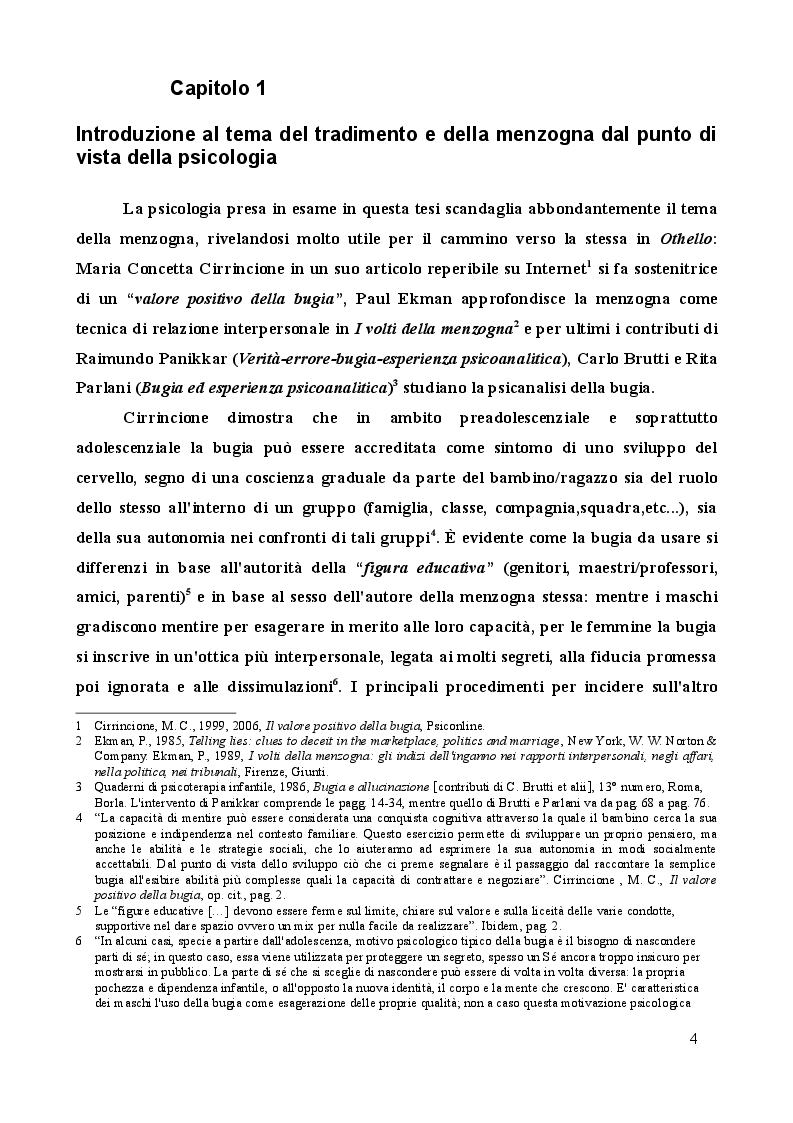 Anteprima della tesi: Tradimento e Menzogna in "Othello", Pagina 3