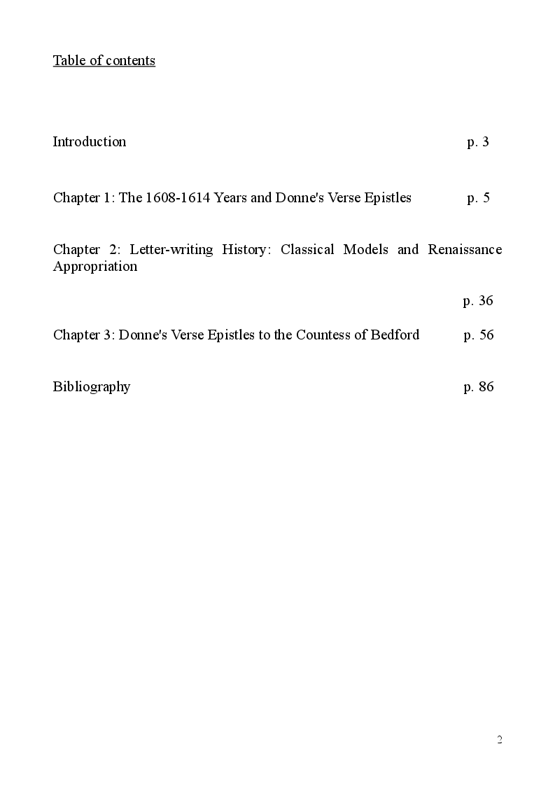Indice della tesi: John Donne's Verse Epistles, Pagina 1