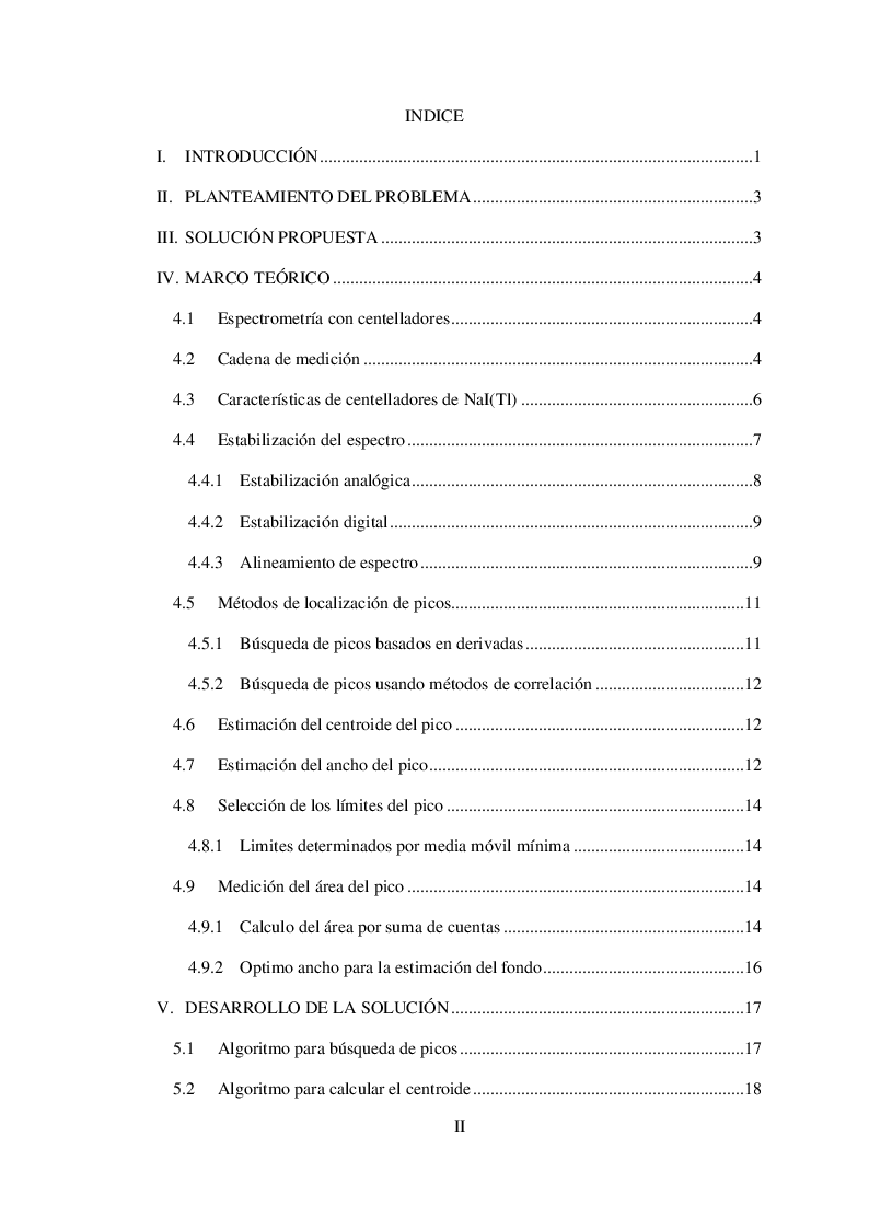 Indice della tesi: Estabilización de sistema detector basado en NAI, Pagina 1