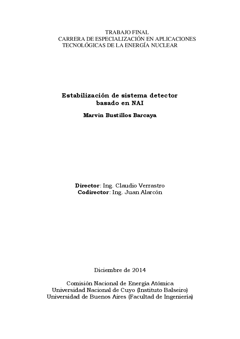 Anteprima della tesi: Estabilización de sistema detector basado en NAI, Pagina 1