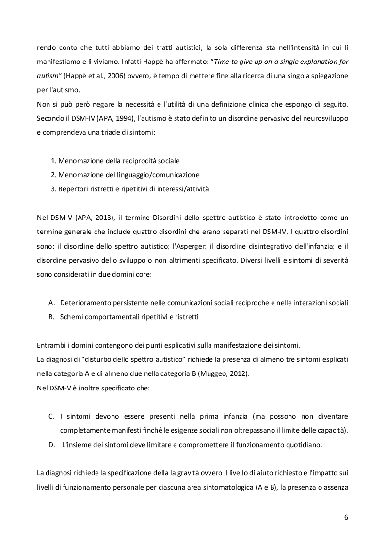 Anteprima della tesi: Sensorialità autistica: una singolare esperienza del mondo. Comprendere il profilo di funzionamento sensoriale per progettare l'iter psicoeducativo, Pagina 5