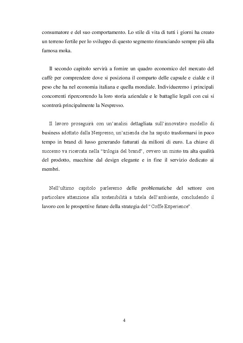 Anteprima della tesi: La ''guerrilla'' del caffè monoporzione. Il concetto di lusso di Nespresso, Pagina 3